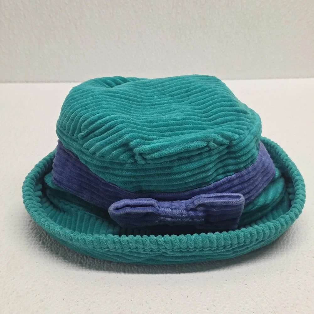 Gymboree Kids Medium/Large Blue Green Turquoise Corduroy Blue Bow Bucket Hat